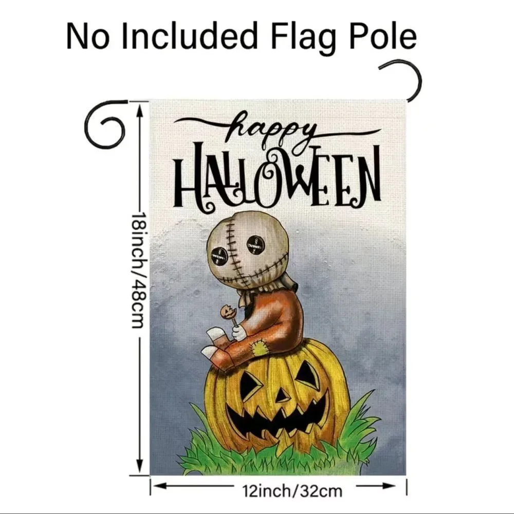 Burlap scary Happy Halloween flag.18x12 flag pole not included